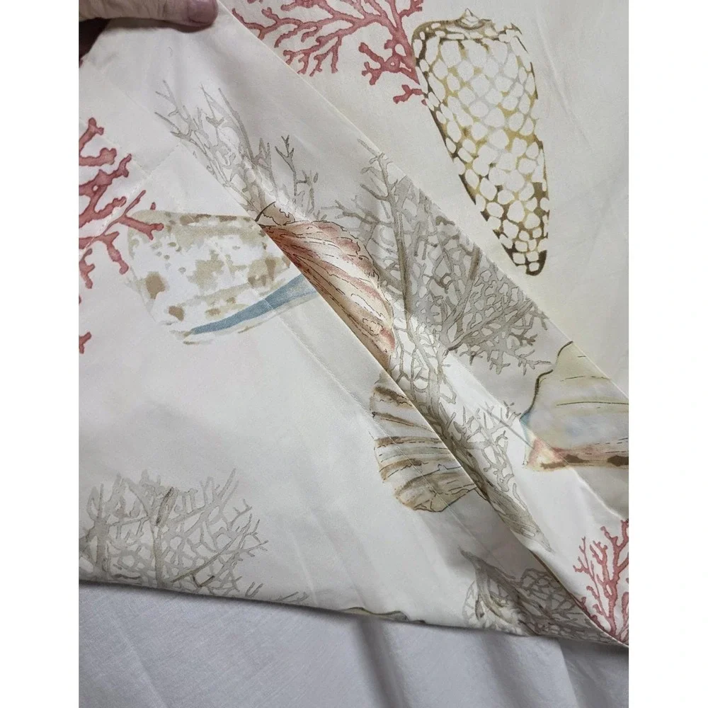 Pottery Barn Seashell Coral Euro Sham 29x29 Cotton Coastal Beach Nautical